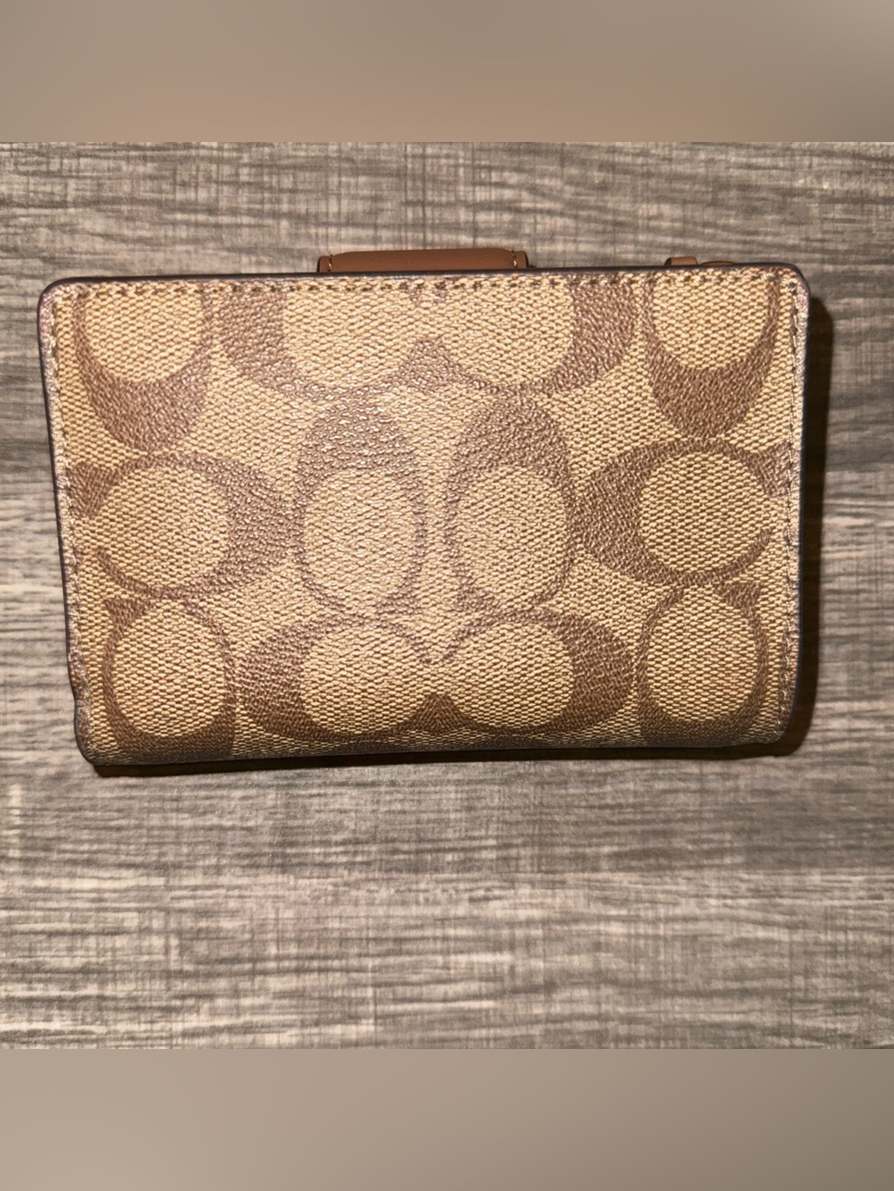 Coach Brown Signature Monogram Compact Wallet - Picture 3 of 4